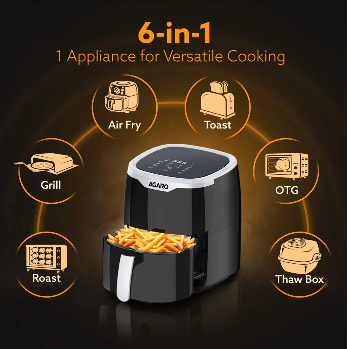 Agaro Galaxy Digital Air Fryer 1400 Watts - Black_3