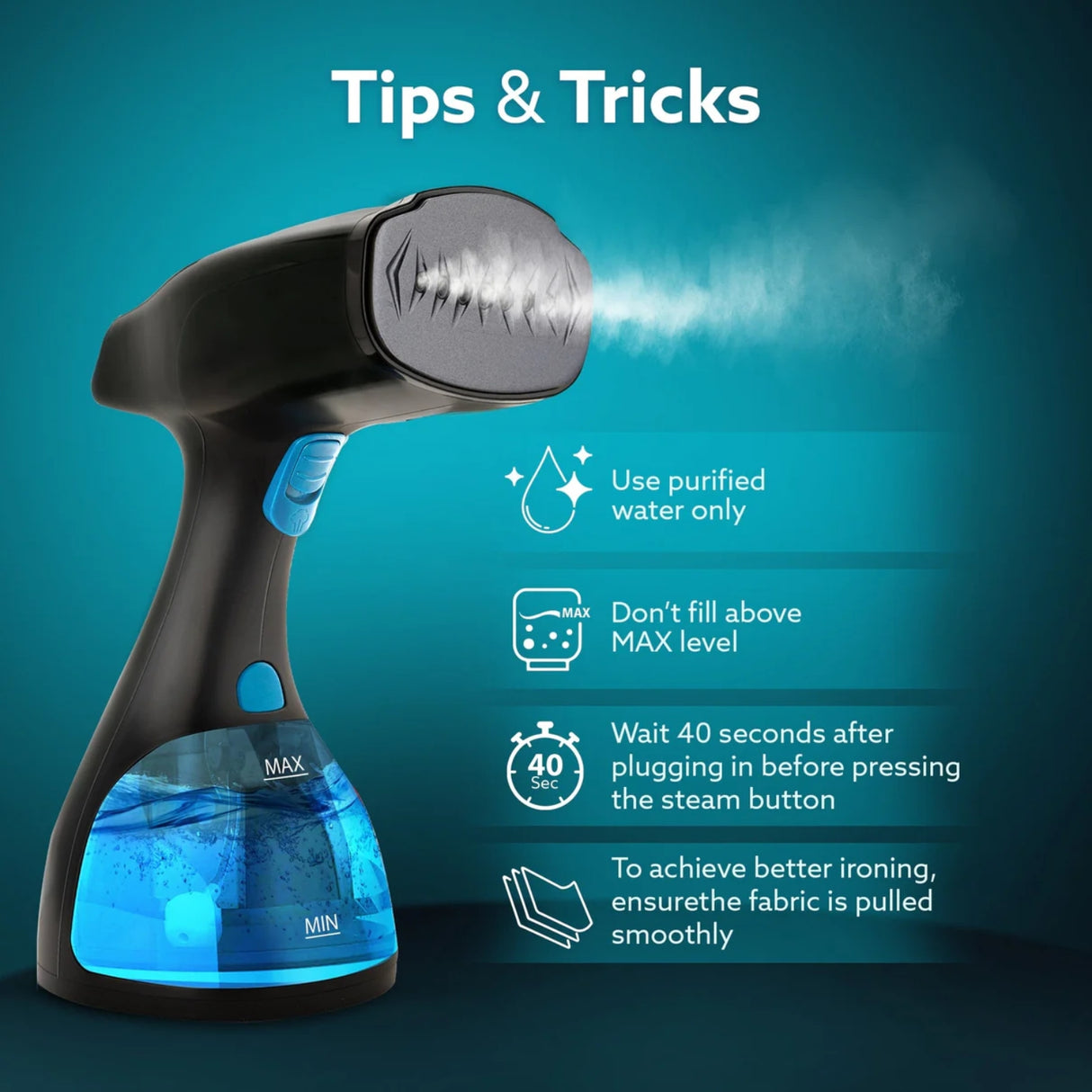 Agaro Garment Steamer 1500 Watts - Black and Blue_4