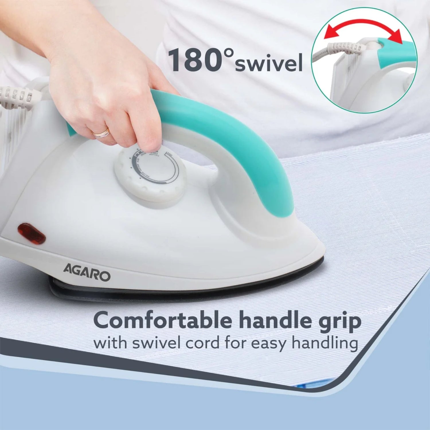 Agaro Grand Dry Iron 1000 Watts - Green and White_4