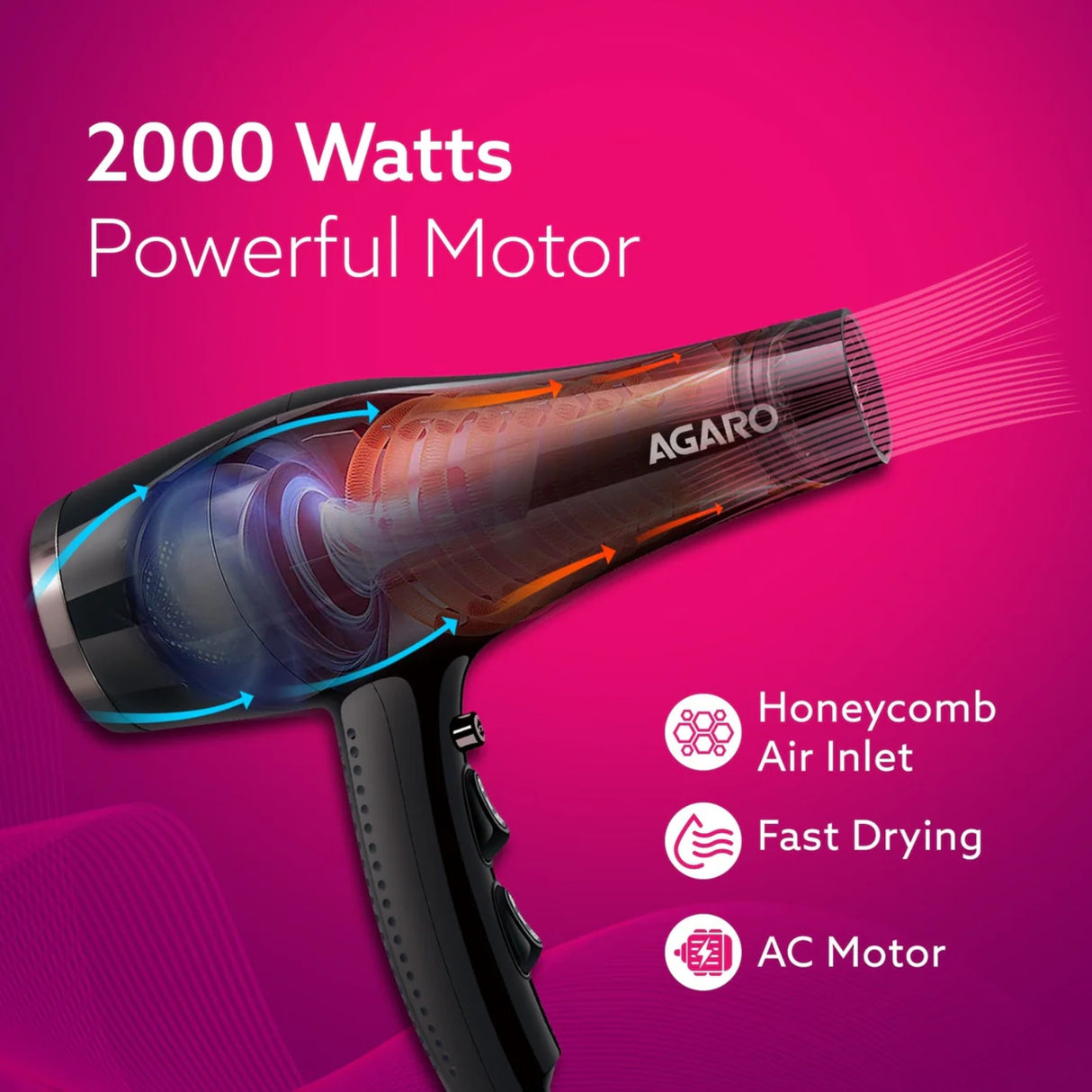 Agaro HD-1150 Hair Dryer 2000 Watts - Black_3