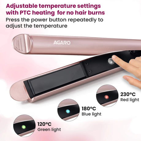 Agaro HS1927 Hair Straightener 45 Watts - Rose Gold_2