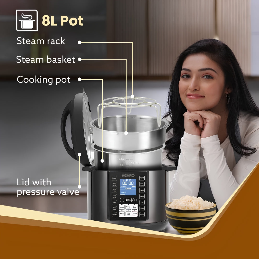 Agaro Imperial Electric Pressure Cooker 8 L - Black_Feature_3