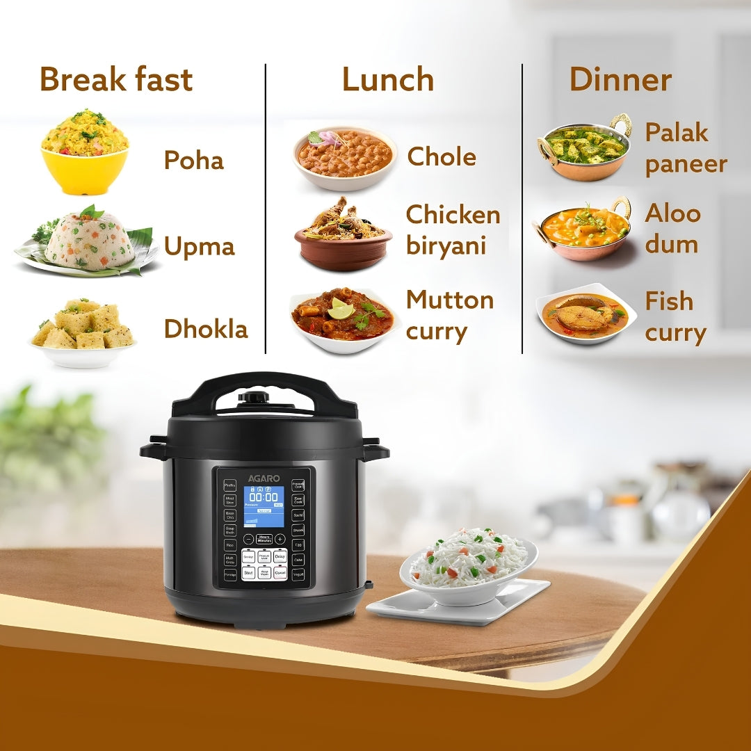 Agaro Imperial Electric Pressure Cooker 8 L - Black_Feature_6