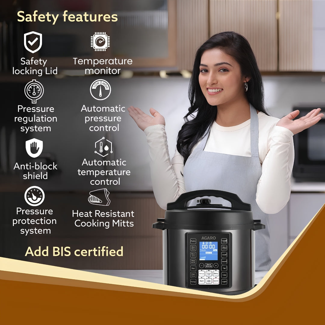 Agaro Imperial Electric Pressure Cooker 8 L - Black_Featuyre_4