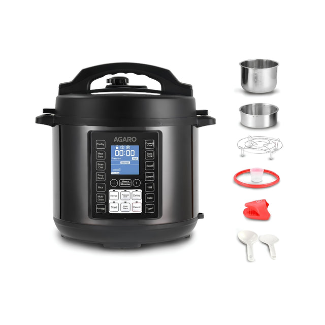 Agaro Imperial Electric Pressure Cooker 8 L - Black_fRONT vIEW