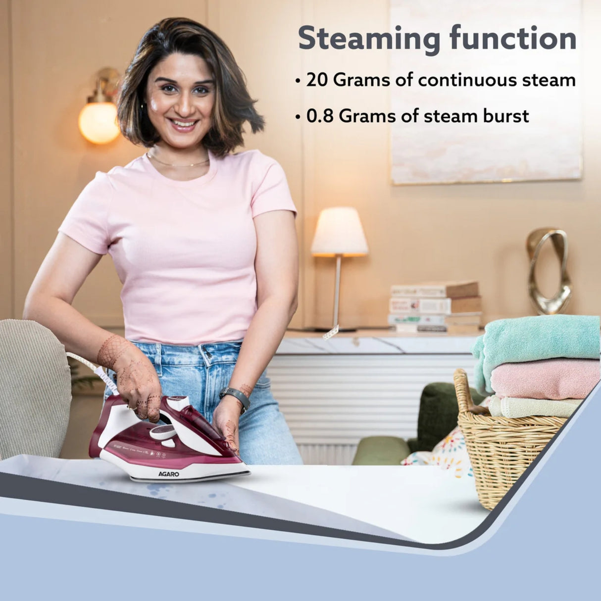 Agaro Imperial Steam Iron 2200 Watts -  Maroon_2