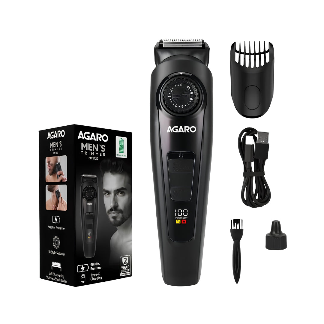Agaro MT-1122 Beard Trimmer - Black_Front View