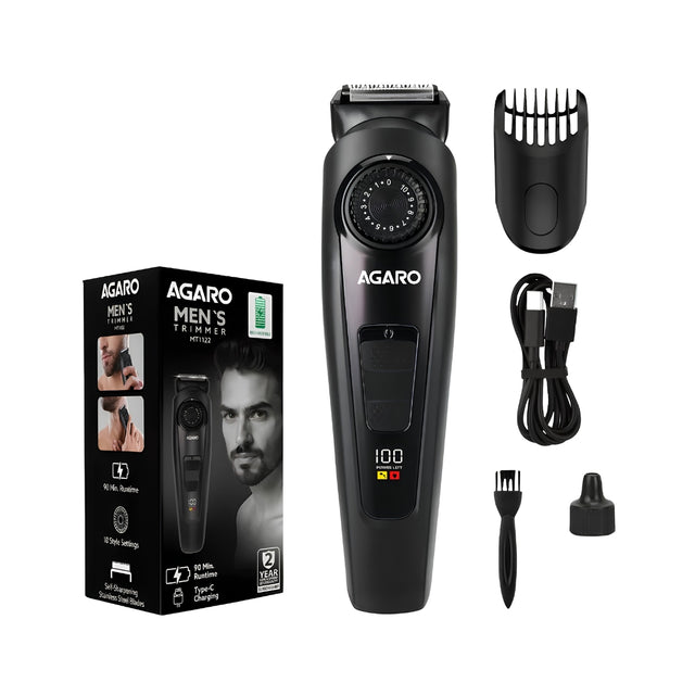 Agaro MT-1122 Beard Trimmer - Black_Front View
