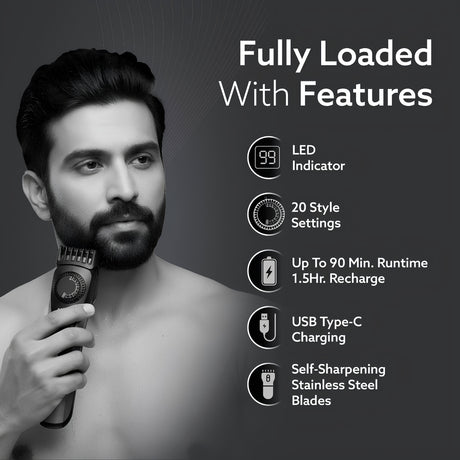 Agaro MT-2525 Beard Trimmer - Black_Feature_1
