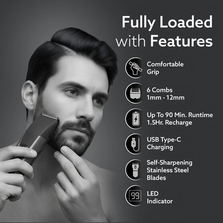 Agaro MT-5005 Beard Trimmer - Black_Feature_1