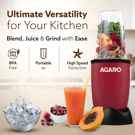 Agaro Regal 34011 400W 3 Jar Nutri Blender - Red and Black_2
