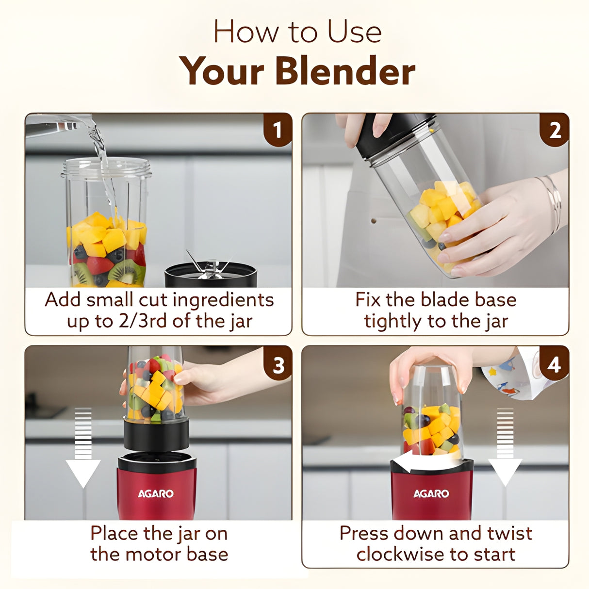 Agaro Regal 34011 400W 3 Jar Nutri Blender - Red and Black_5