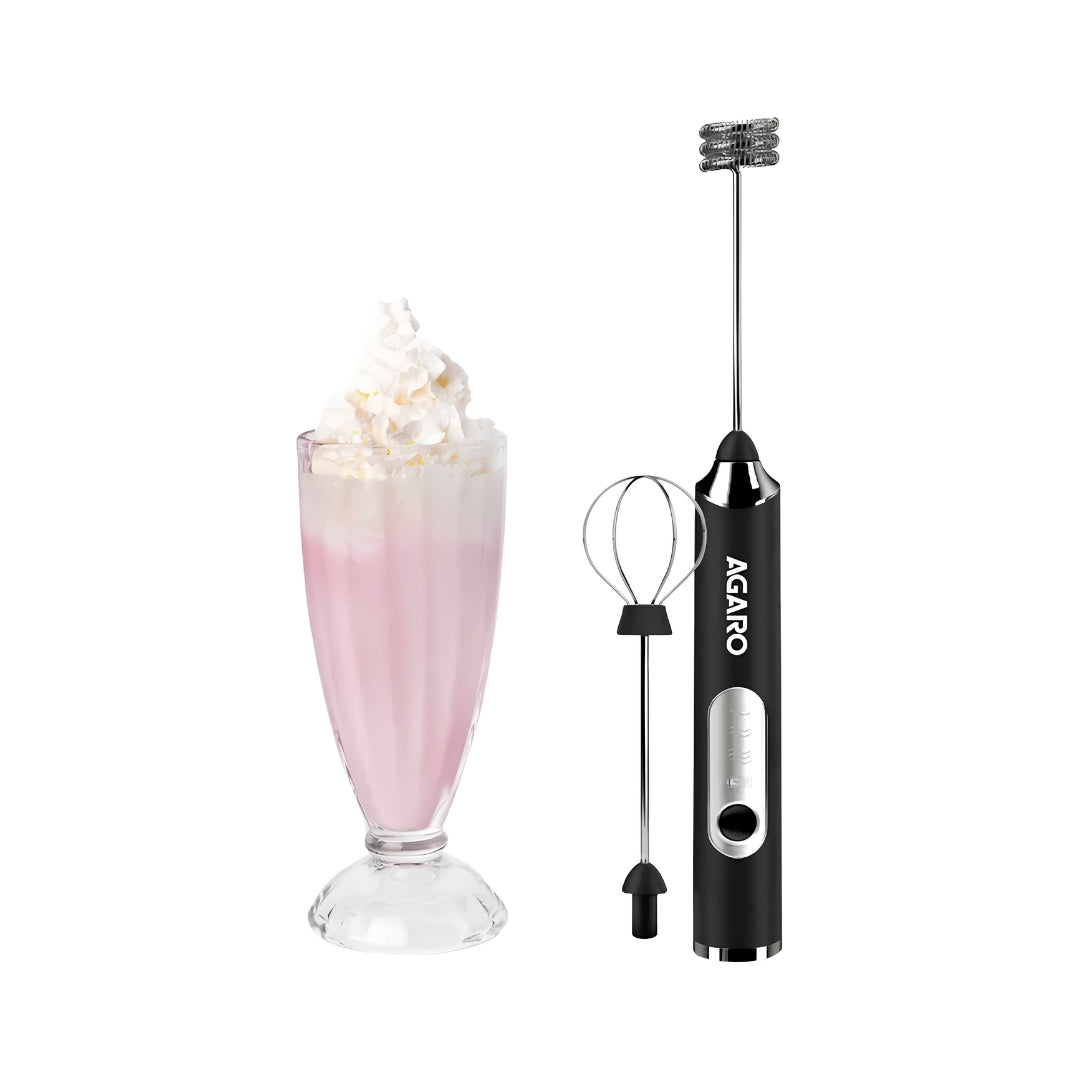 Agaro Royal Milk Frother with 3 Speeds Settings - Silver and Black_Front View