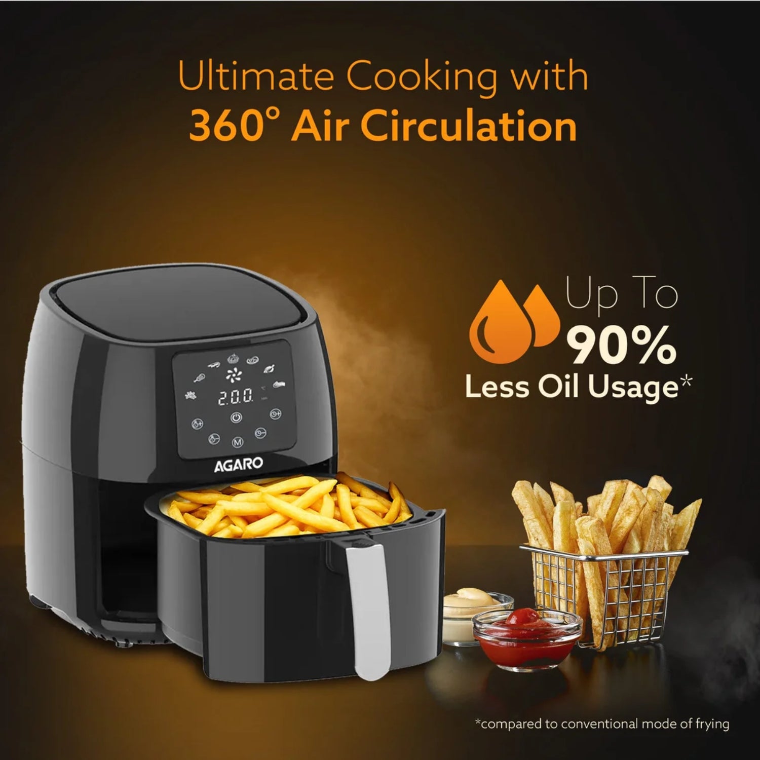 Agaro Sapphire Air Fryer 4.5 L - Black_3
