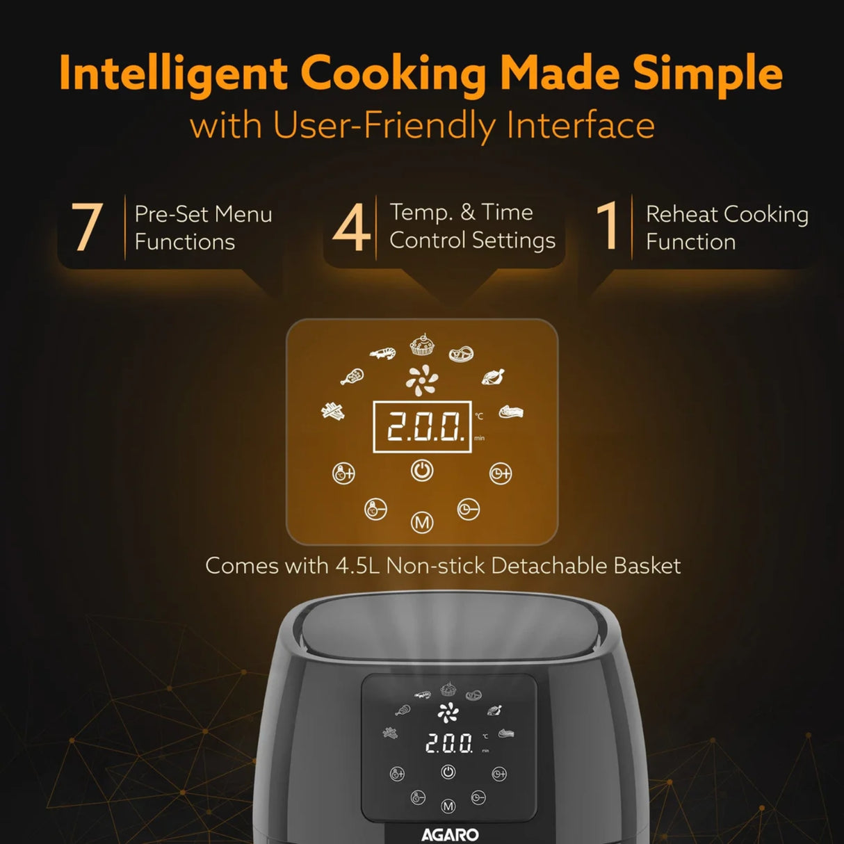 Agaro Sapphire Air Fryer 4.5 L - Black_5