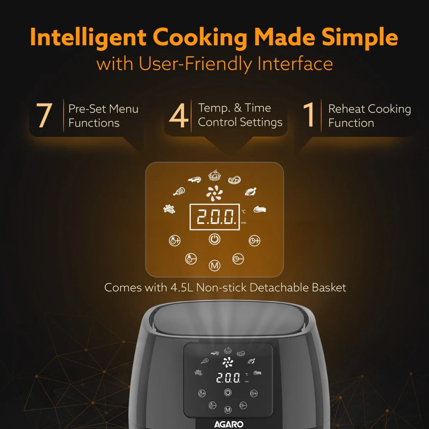 Agaro Sapphire Air Fryer 4.5 L - Black_5