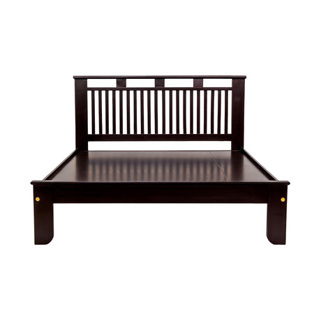 Settle Alma Prime Wooden Bed Queen Size - Light Walnut Finish