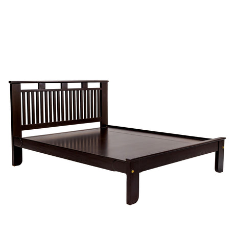 Alma Prime Wooden Bed Queen Size - Light Walnut Finish - Buy Online at Chera Home Junction Coimbatore