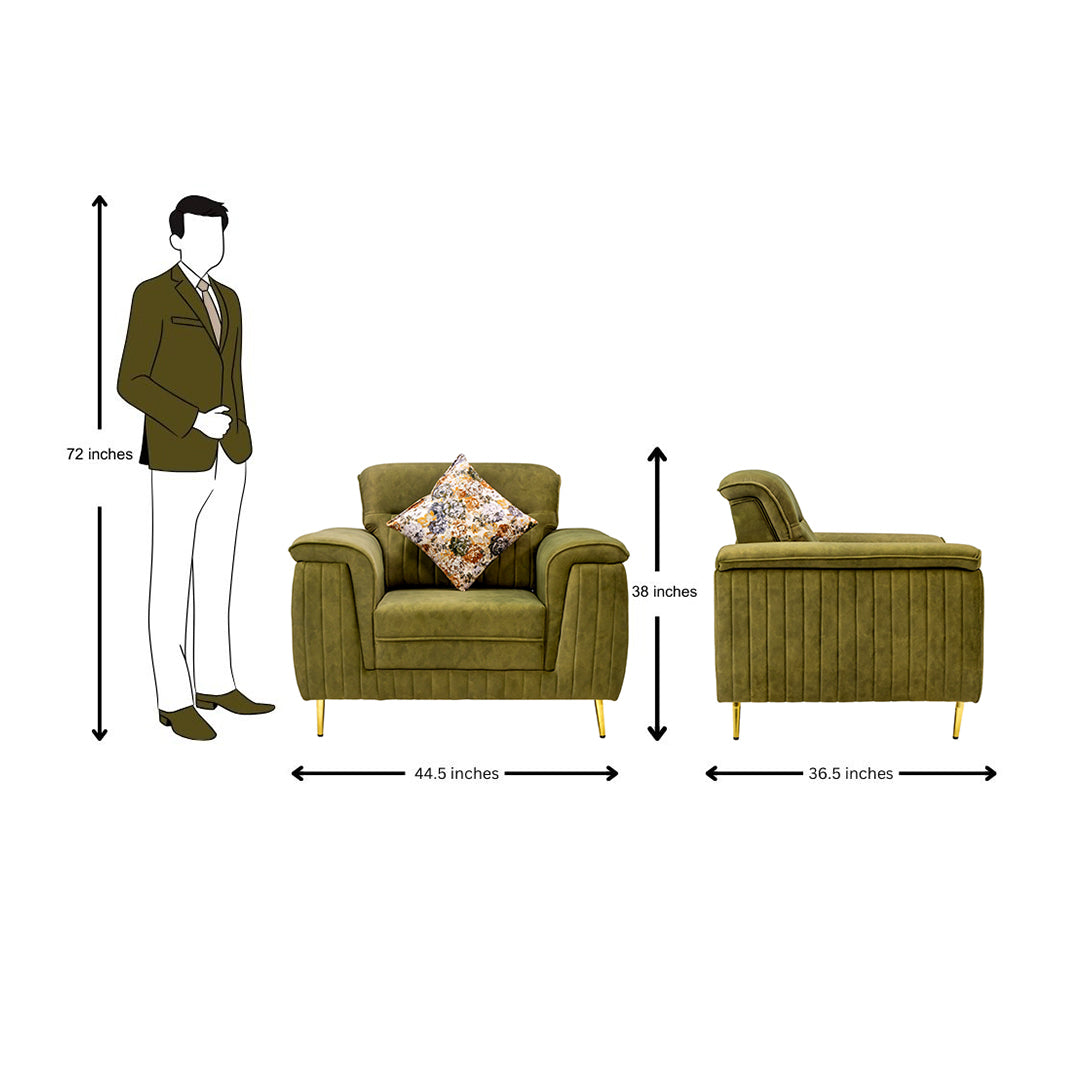 Amster Comfort Fabric Sofa 1-Seater - Green_5