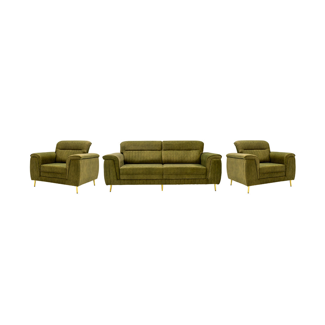Amster Pro Comfort Fabric Sofa Set (3+1+1-Seater) - Green_1