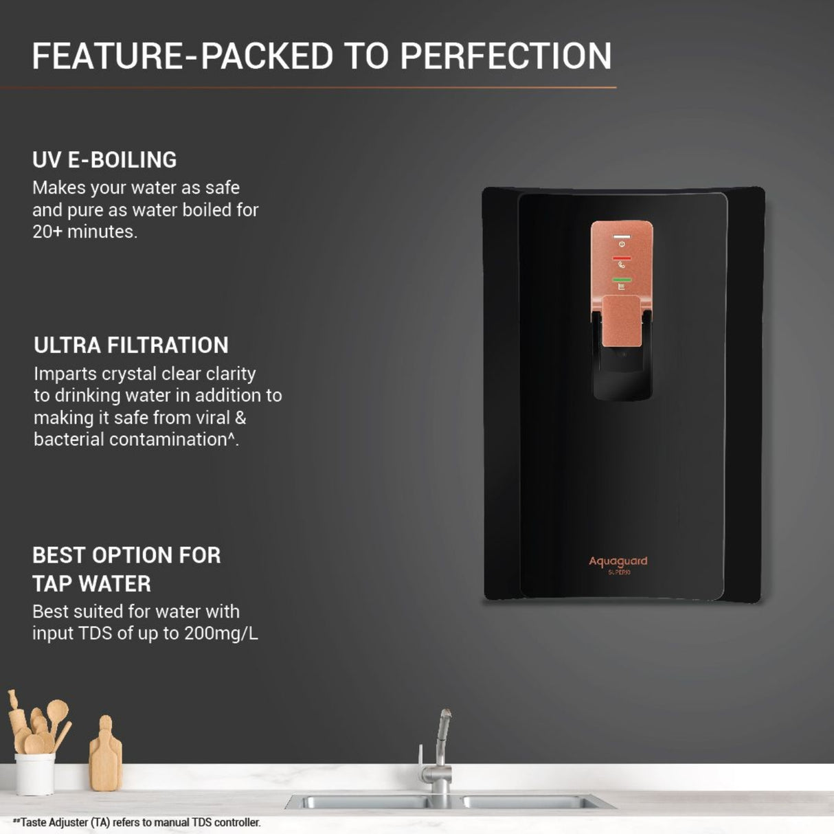 Aquaguard Enrich Superio UV+UF+SS 2X Water Purifier 5 L – Black
