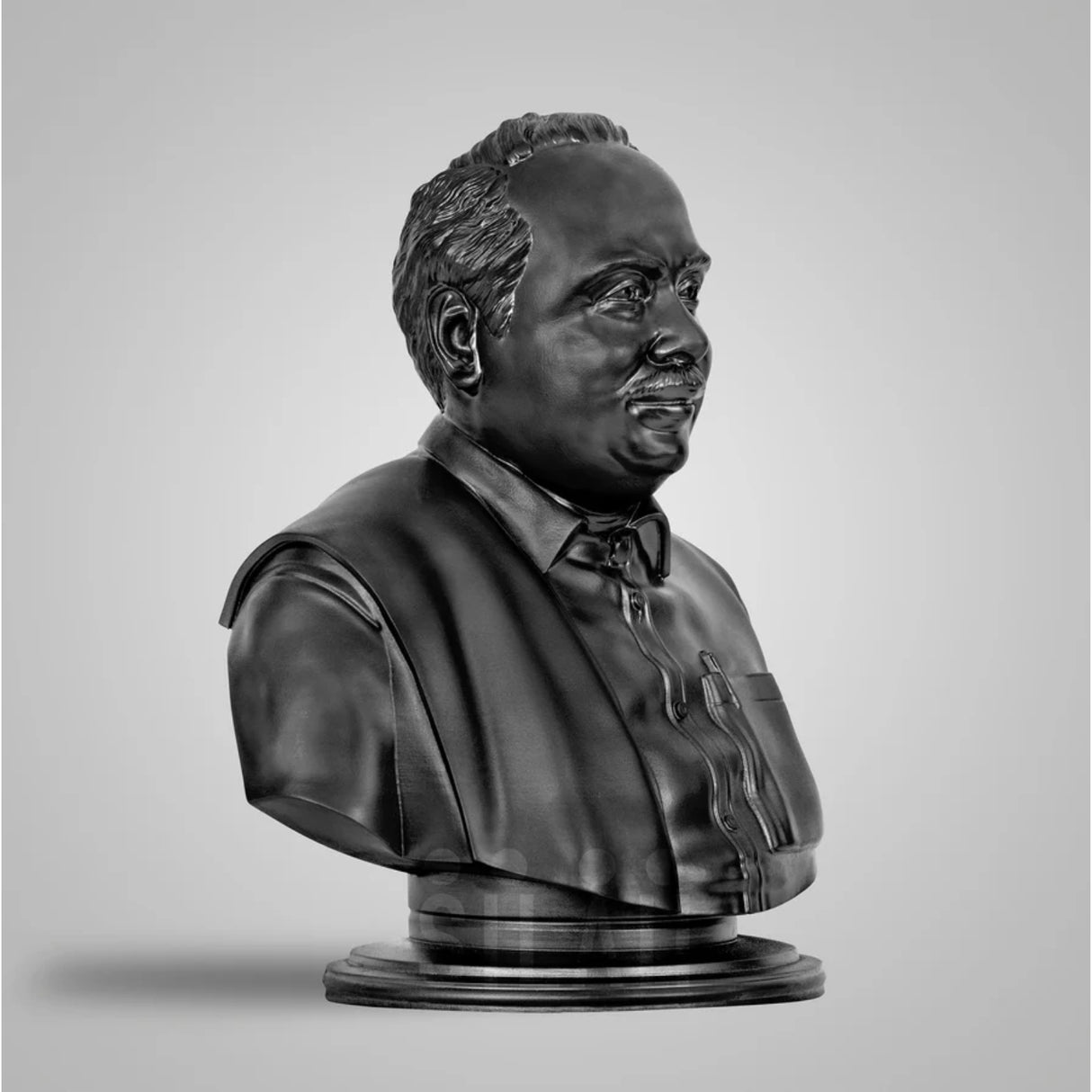 Arignar Anna Bust 8 In Sculpture  - Matt Black