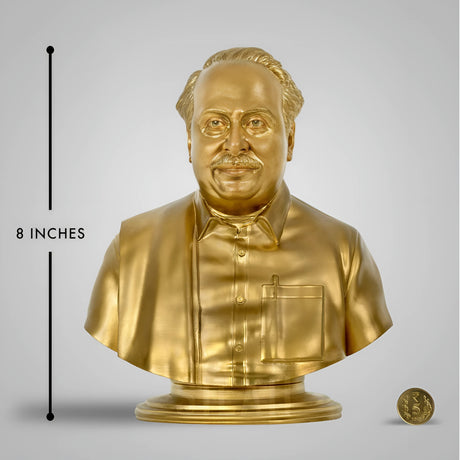 Arignar Anna Bust 8 in Sculpture - Gold