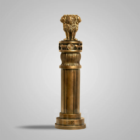Ashoka Pillar Lion Capital  2 Feet Sculpture  - Antique Bronze