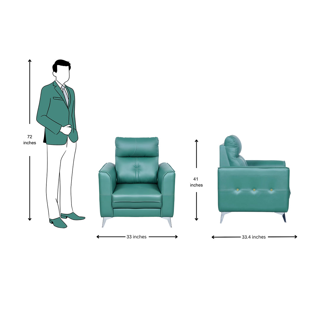 Asmara Comfort Rexine Sofa 1-Seater - Green_5