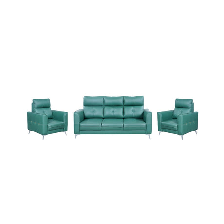 Asmara Comfort Rexine Sofa Set (3+1+1-Seater) - Green_1