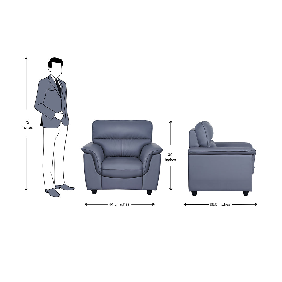 Astana Comfort Rexine Sofa 1-Seater - Light Grey_5