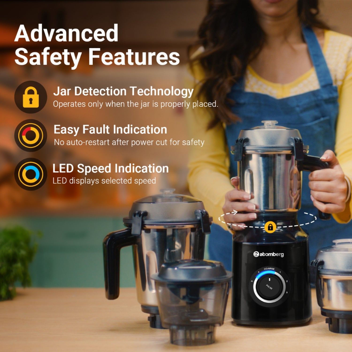 Atomberg Zenova 550 W BLDC Mixer Grinder – Black_4
