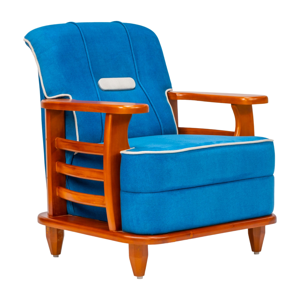 Austin Pro Crest Wooden Sofa 1-Seater - Teak Finish