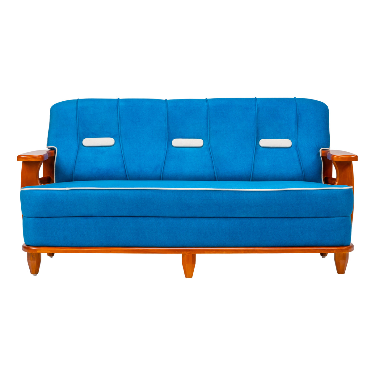 Austin Pro Crest Wooden Sofa 3 Seater - Teak Finish