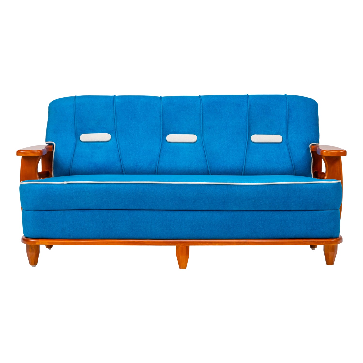 Austin Pro Crest Wooden Sofa 3-Seater - Teak Finish
