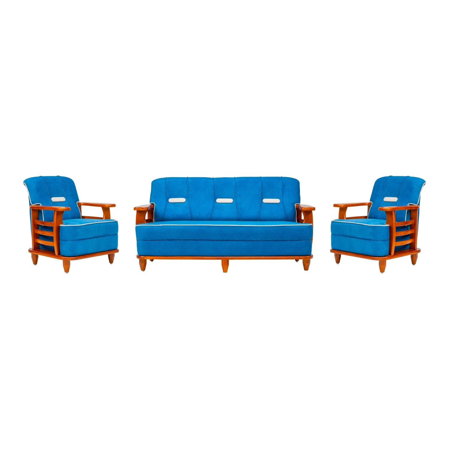 Austin Pro Crest Sofa Set (3+1+1 Seater) - Teak Finish