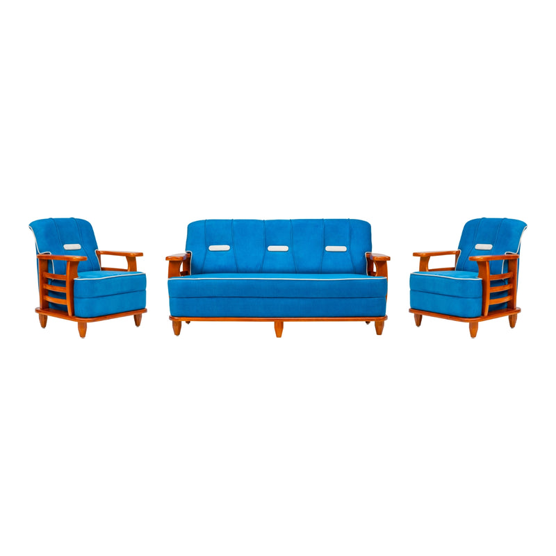 Austin Pro Crest Sofa Set (3+1+1 Seater) - Teak Finish