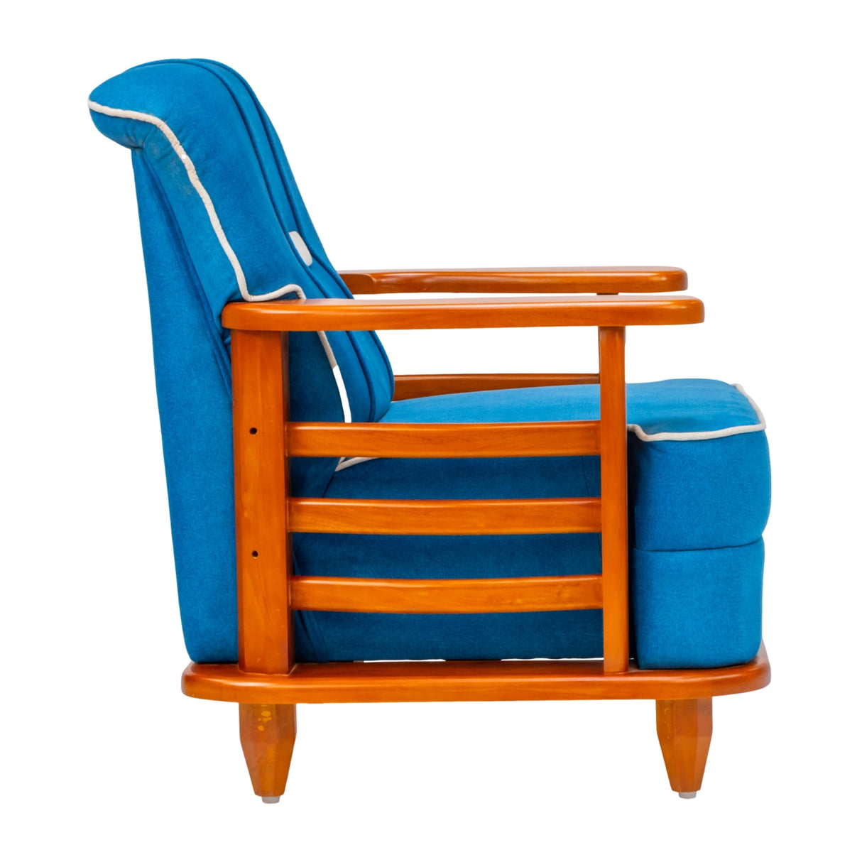 Austin Pro Crest Wooden Sofa 1-Seater - Teak Finish