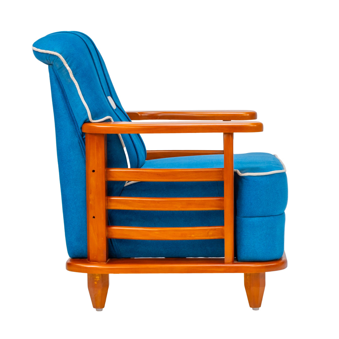 Austin Crest Wooden Sofa 1-Seater - Teak Finish_3