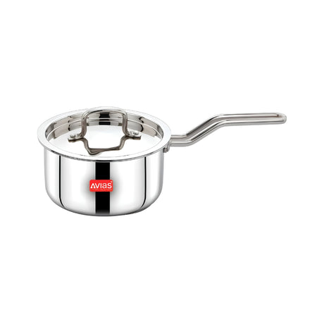 Avias AVI3 Triply SS Sauce Pan with Lid - 16 cm \ 1.5 L_Front View
