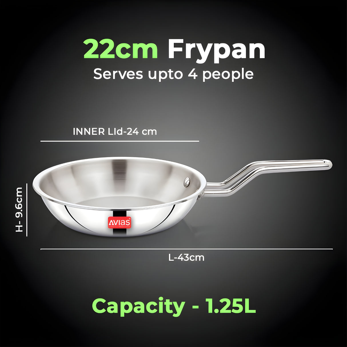 Avias AVI3 Triply Stainless Steel Fry Pan 22 cm \ 1.25 L_2