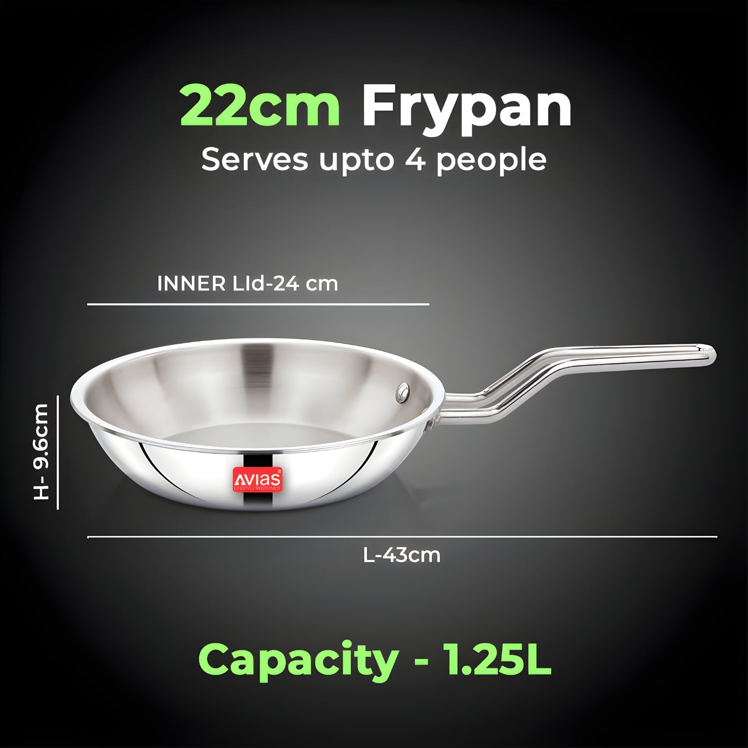 Avias AVI3 Triply Stainless Steel Fry Pan 22 cm \ 1.25 L_2