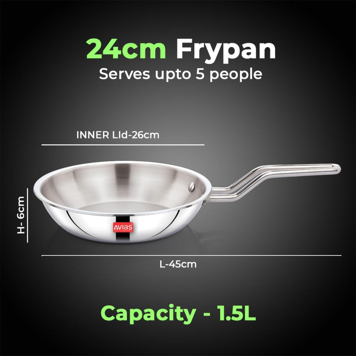 Avias AVI3 Triply Stainless Steel Fry Pan 24 cm \ 1.5 L_2