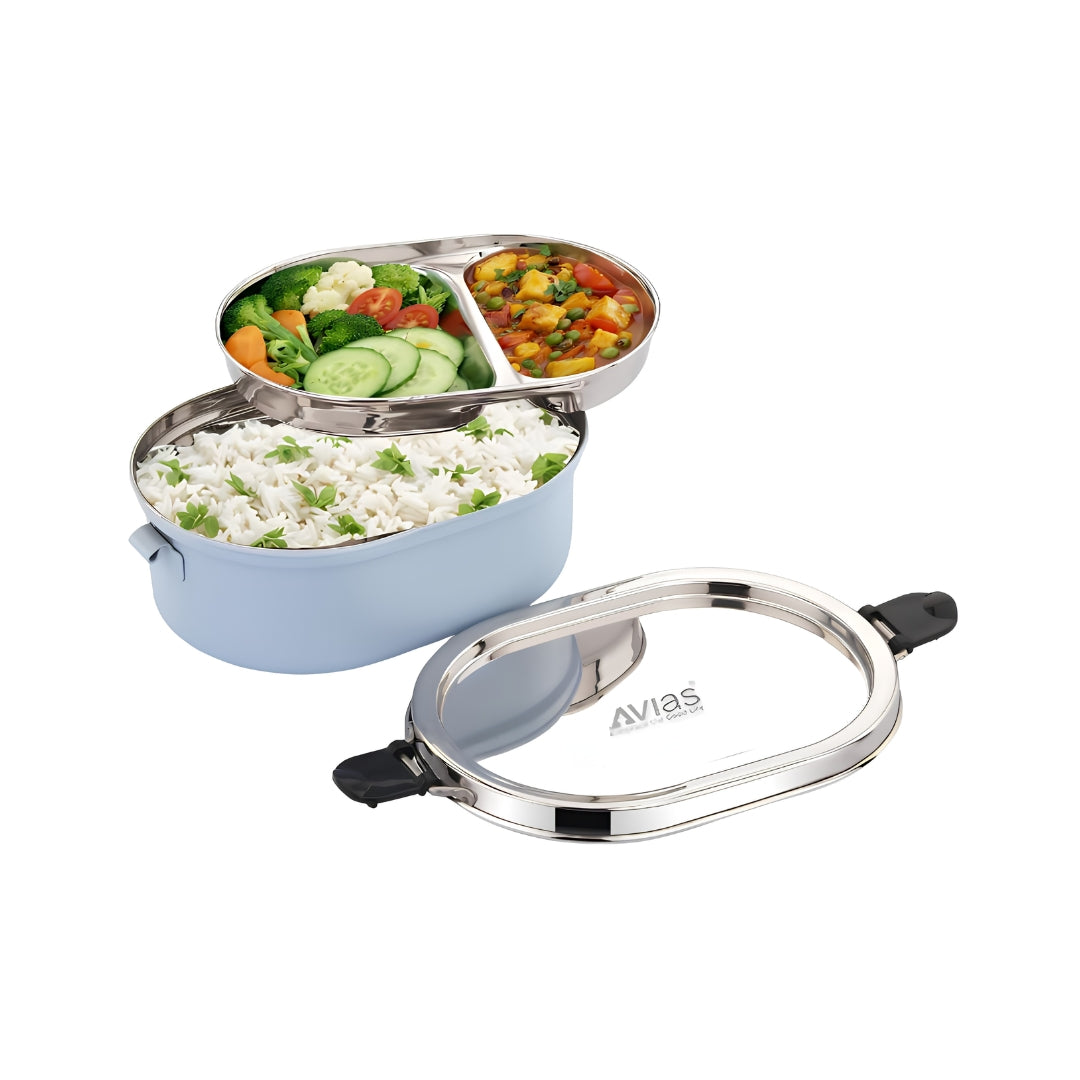 Avias Avento Stainless Steel Lunch Box with Partition Tray - Blue