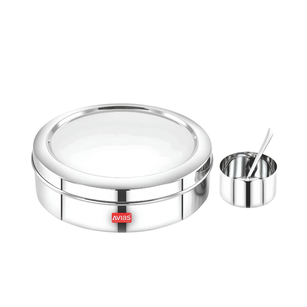 Avias Elegant Stainless Steel Spice Box 7 Compartments with SS Lid_Front View