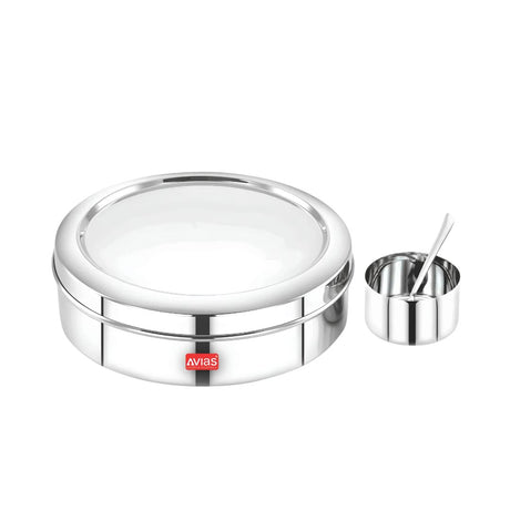 Avias Elegant Stainless Steel Spice Box 7 Compartments with SS Lid_Front View