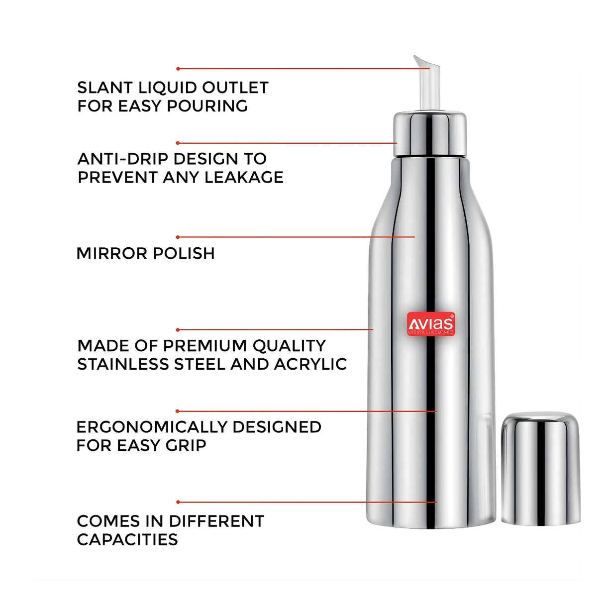 Avias Ezee SS Oil Dispenser Slant with SS Lid 500 ml_4