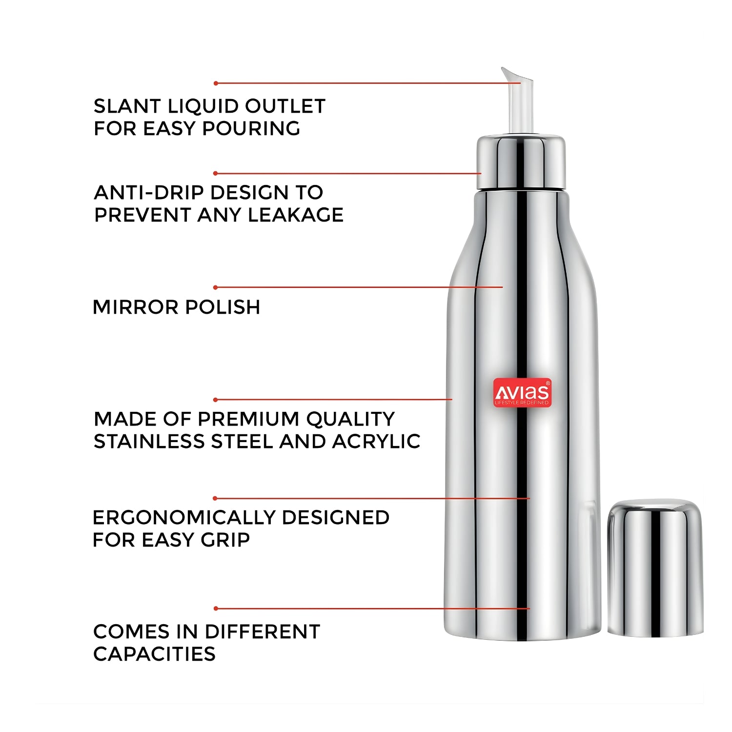 Avias Ezee SS Oil Dispenser Slant with SS Lid 500 ml_4