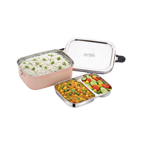 Avias Go Bento Stainless Steel Lunch Box with Partition Tray - Orange_1