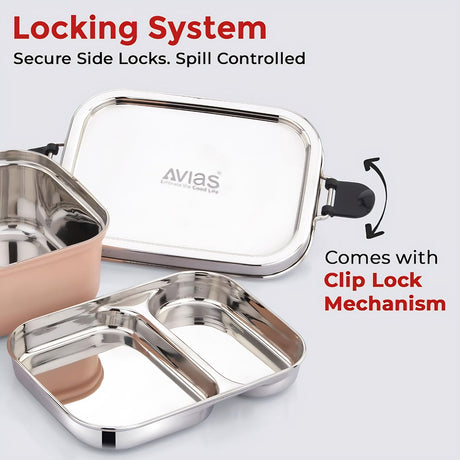 Avias Go Bento Stainless Steel Lunch Box with Partition Tray - Orange_2